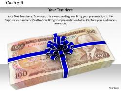 0814 hundred dollar bundle wrapped with ribbon to show gift theme image graphics for powerpoint