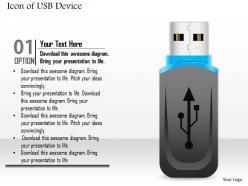 0814 icon of a usb device with data storage ppt slides