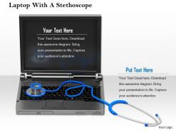 0814 laptop with blue stethoscope medical and technology theme image graphics for powerpoint