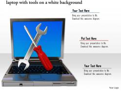 0814 laptop with tools on white background for repairer and services graphics for powerpoint