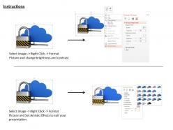 0814 lock over the blue cloud shows data safety image graphics for powerpoint