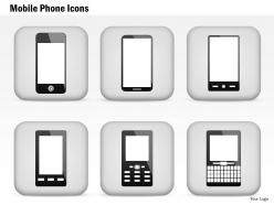 0814 mobile phone icons iphone blackberry android wireless devices ppt slides