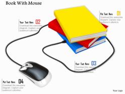 0814 mouse connected with multiple books shows technology image graphics for powerpoint
