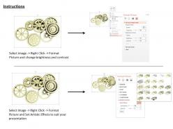 0814 multiple golden gears to show process control image graphics for powerpoint