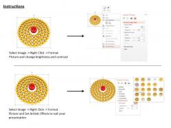 0814 multiple yellow spheres in circle around the red sphere showing leadership image graphics for powerpoint