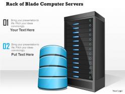 0814 rack of blade computer servers with storage or database within a datacenter ppt slides
