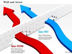 0814 red and blue arrows breaking the wall shows success image graphics for powerpoint