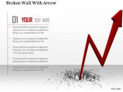 0814 red arrow coming out from broken wall image graphics for powerpoint