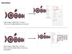 0814 selection of right target concept shown by arrow hitting second dart image graphics for powerpoint