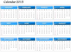 0814 Simple Elegant Complete 2015 Calendar Template And Powerpoint Slides For Planning