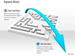 0814 square maze blue arrow showing growth and achievements image graphics for powerpoint