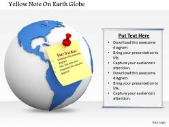 0814 stick on note for global communication fixed over a globe image graphics for powerpoint