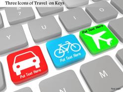 0814 three icons of travel on keys in keyboard image graphics for powerpoint