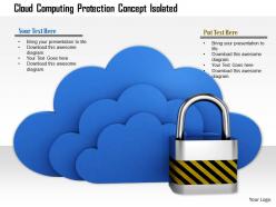 0814 three layers of blue clouds with lock shows safety on cloud computing image graphics for powerpoint