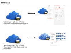 0814 three layers of blue clouds with lock shows safety on cloud computing image graphics for powerpoint
