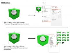0814 white ball on the corner of green cube shows leadership image graphics for powerpoint