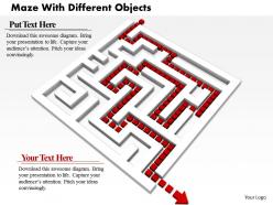 0814 white maze with red arrow for solution path image graphics for powerpoint