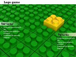 0814 yellow lego block on green lego background showing leadership image graphics for powerpoint