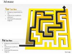 0814 yellow maze with black arrow highlighting the solution path image graphics for powerpoint