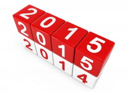 0914 2015 on red color cubes for new year stock photo