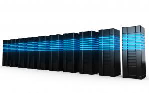0914 3d computer servers over white background stock photo