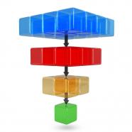 0914 3d cubes for sales funnel process stock photo