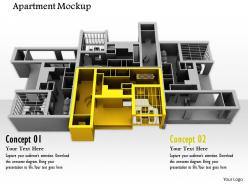 0914 apartment mockup with individual yellow room image graphics for powerpoint