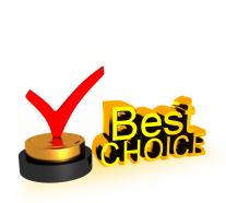 0914 best choice text with red check mark stock photo