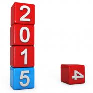 0914 blue block replacing 2014 with new year 2015 stock photo