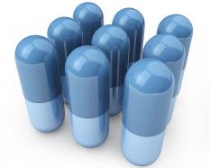 0914 blue medical pills for healthcare stock photo