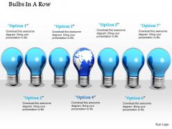 0914 bulbs in a row one globe bulb image graphics for powerpoint