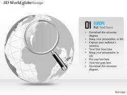 0914 business plan 3d globe with magnifying glass on europe africa powerpoint presentation template