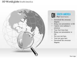 0914 business plan 3d globe with magnifying glass on south america powerpoint presentation template
