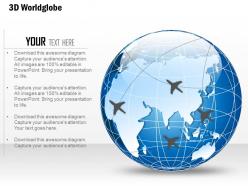0914 business plan 3d world globe with location icon and pins powerpoint presentation template