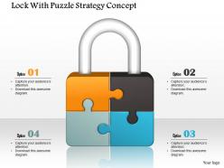 0914 business plan lock with puzzle strategy concept image slide powerpoint template