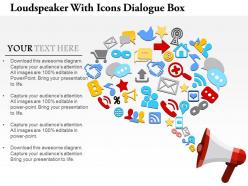 0914 business plan loudspeaker with icons dialogue box image slide powerpoint template