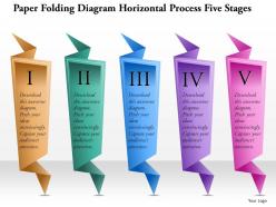0914 business plan paper folding diagram horizontal process five stages powerpoint template