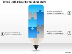0914 Business Plan Pencil With Puzzle Pieces Three Steps Powerpoint Template