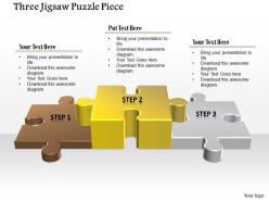 0914 Business Plan Three Jigsaw Puzzle Piece Powerpoint Template