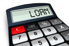 0914 Calculator With The Word Loan Stock Photo