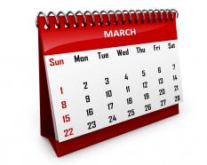 0914 calendar for month of march to set reminder stock photo