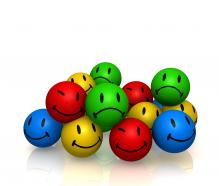 0914 Colorful Emotion Smileys In Pile Graphic Stock Photo