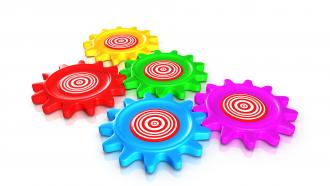 0914 colorful gear with target board image graphic stock photo