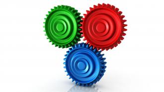 0914 colorful gears process concept image graphic stock photo