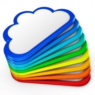 0914 colorful icons of clouds for cloud computing stock photo