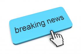 0914 computer cursor pointing at breaking news stock photo