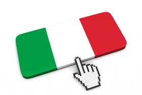 0914 computer cursor showing colors of italy flag stock photo