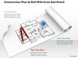 0914 construction plan in roll with scale and pencil image graphics for powerpoint
