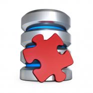 0914 database icon with red puzzle piece stock photo