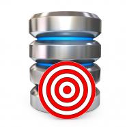 0914 database icon with red target board stock photo